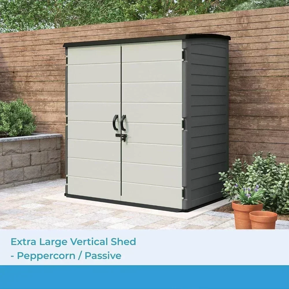 Extra-Large Vertical Storage Shed for Yard Storage, All-Weather Outdoor Storage Shed with 2 Lockable Doors, 70.5