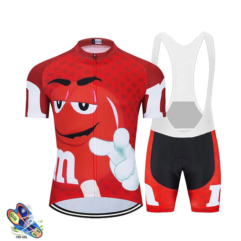 2024 New M Bean Team Short Sleeve Cycling Jersey Set Breathable MTB Mountain Racing Bike Jersey Bib Shorts Men Cycling Clothings