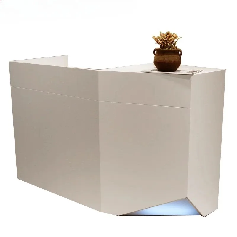 

Simple modern clothing store checkout page counter with light bar beauty salon front desk