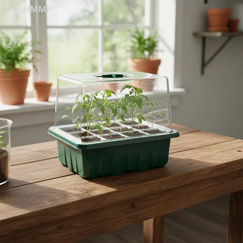 ZLinKJ Stackable Seed Starter Tray 1 Set Mini Greenhouse Germination Kit Space Saving for Small Balcony Plant Growing Use