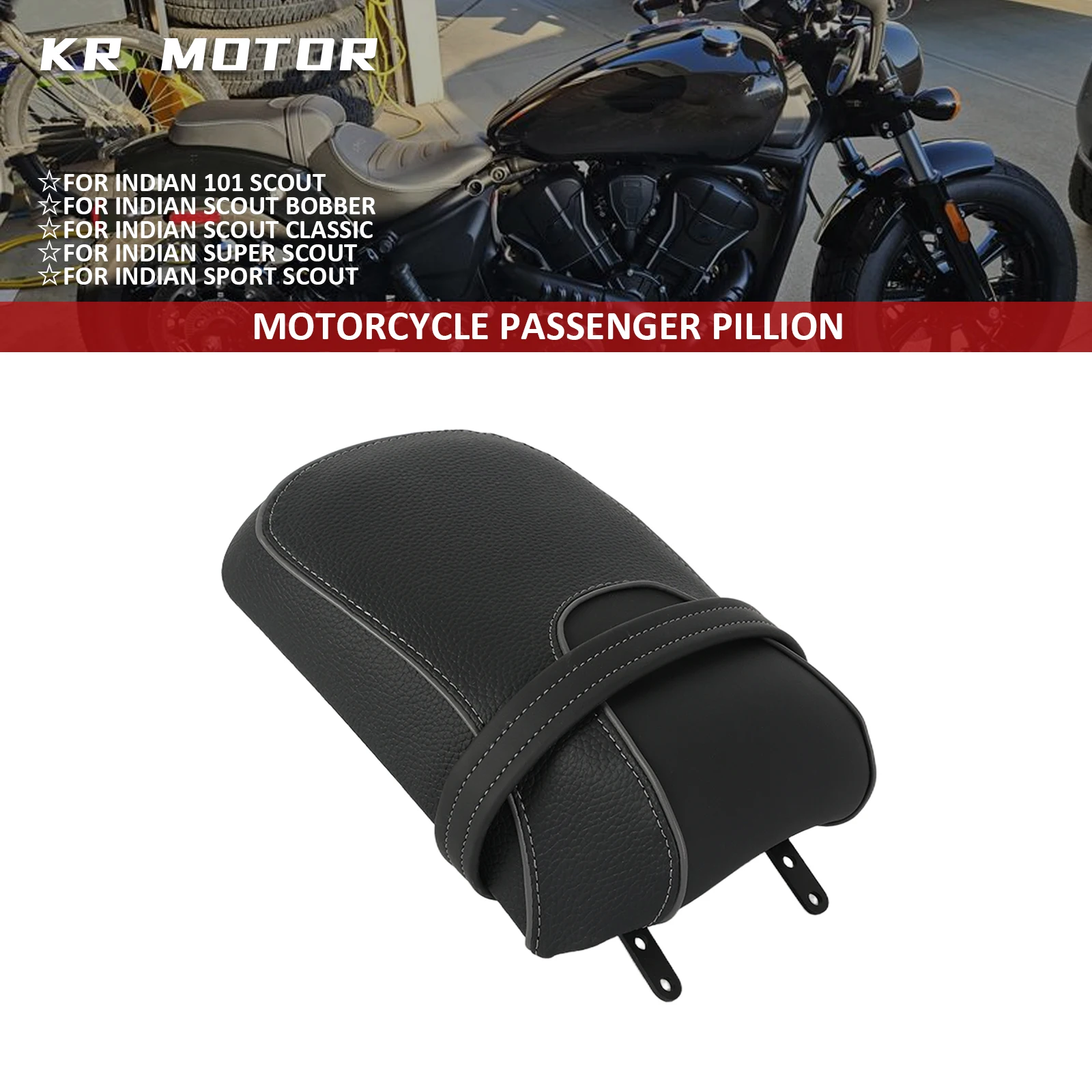 

Motorcycle Passenger Pillion Seat Cushion Rear Seat Pillion Pad For Indian 101 Scout Scout Bobber Sport Sixty Bobber 2025-2026