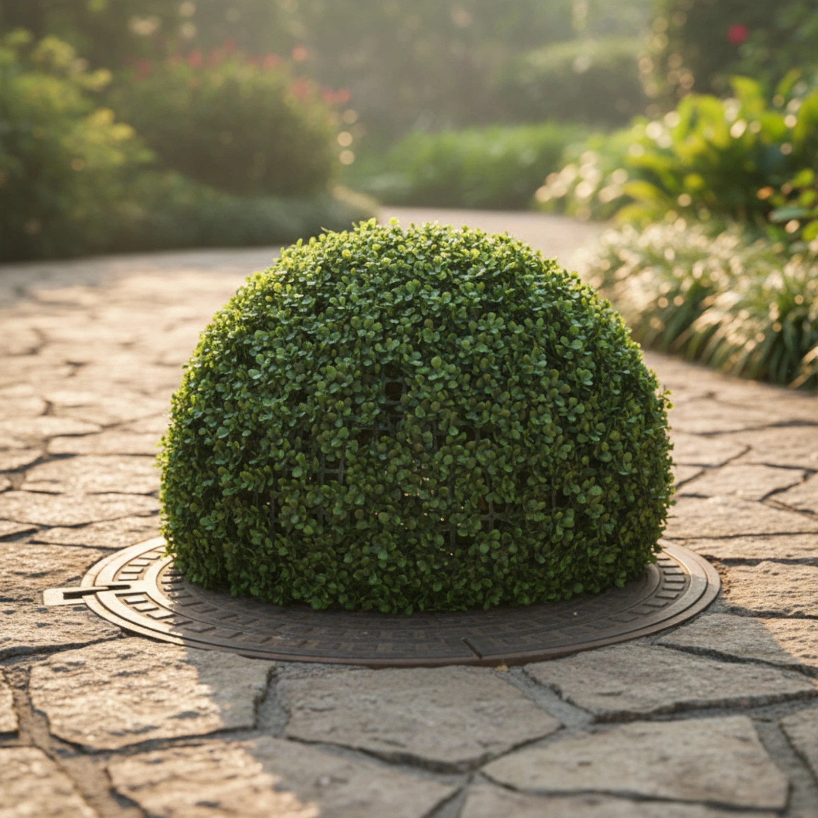 Faux Foliage Cover Reinforced Artificial Grass Ball Artificial Topiary Ball Maintenanceno-Maintenance Manhole Cover with Steel