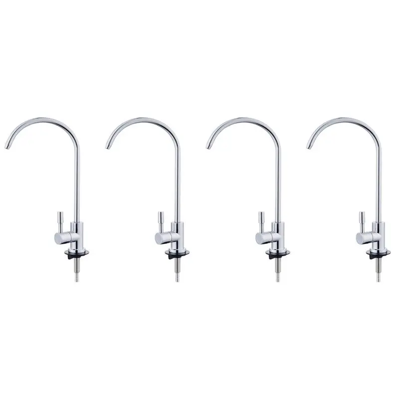 B62B-4 Set 1/4 Inch Stainless Steel Faucet Water Filter Tap For Kitchen Sink Rotation Faucet Fast Connection Drinking Water