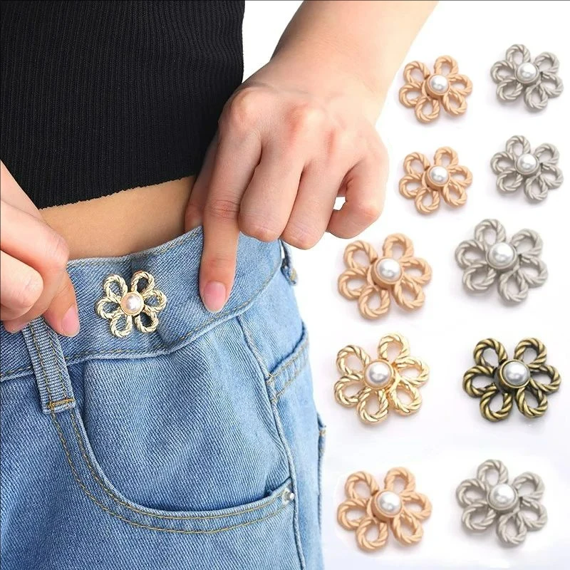 1/4 Buah Pengencang Ikat Pinggang Bunga untuk Celana Jeans Kancing Gaun Dekorasi Pengencang Dapat Disesuaikan Aksesori Perhiasan Gesper Pinggang