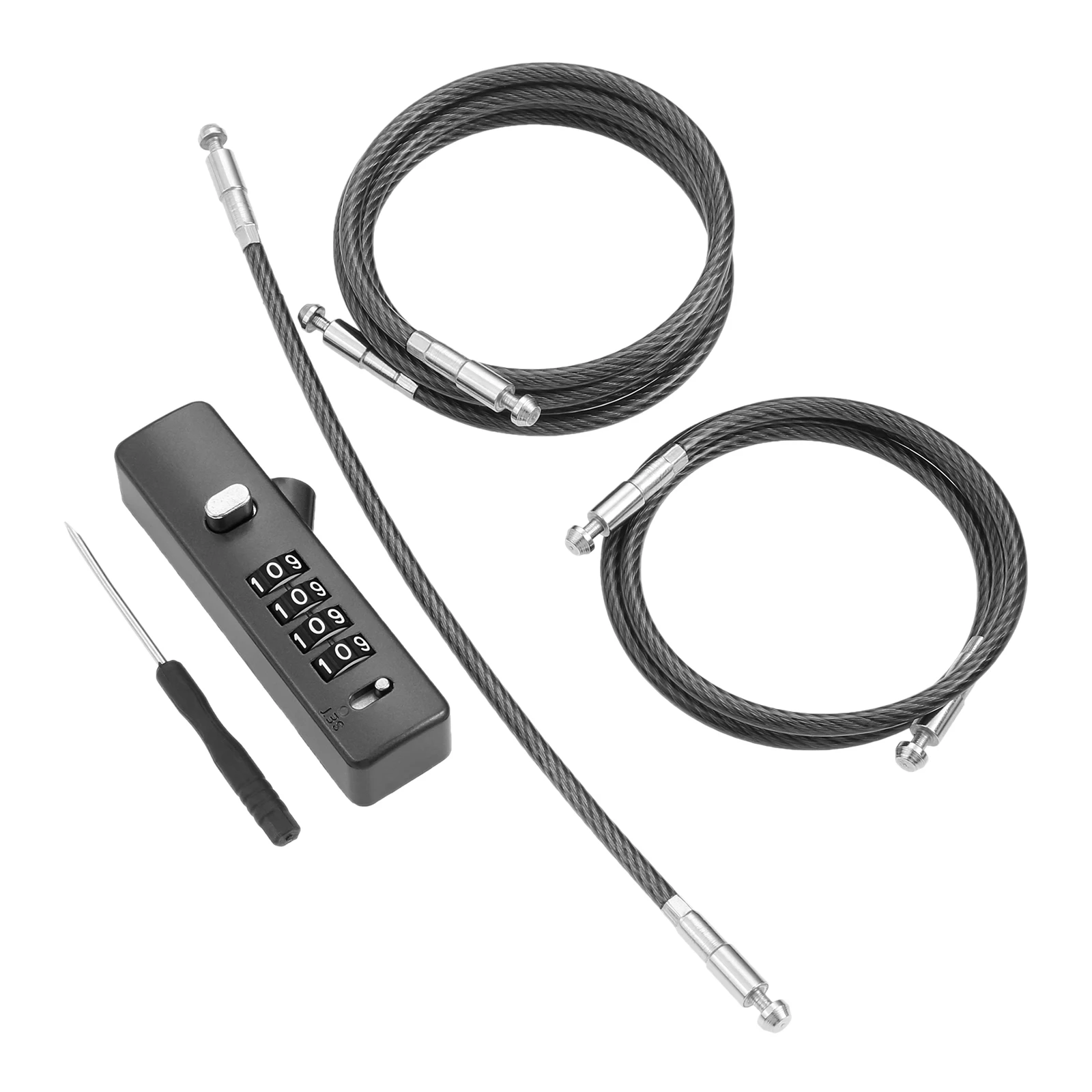 4 Digit Password Combination Cable Lock Anti-Theft Cabinet Lock Padlock Luggage Home Lock with 3pcs 30/60/120cm Steel Wire Rope