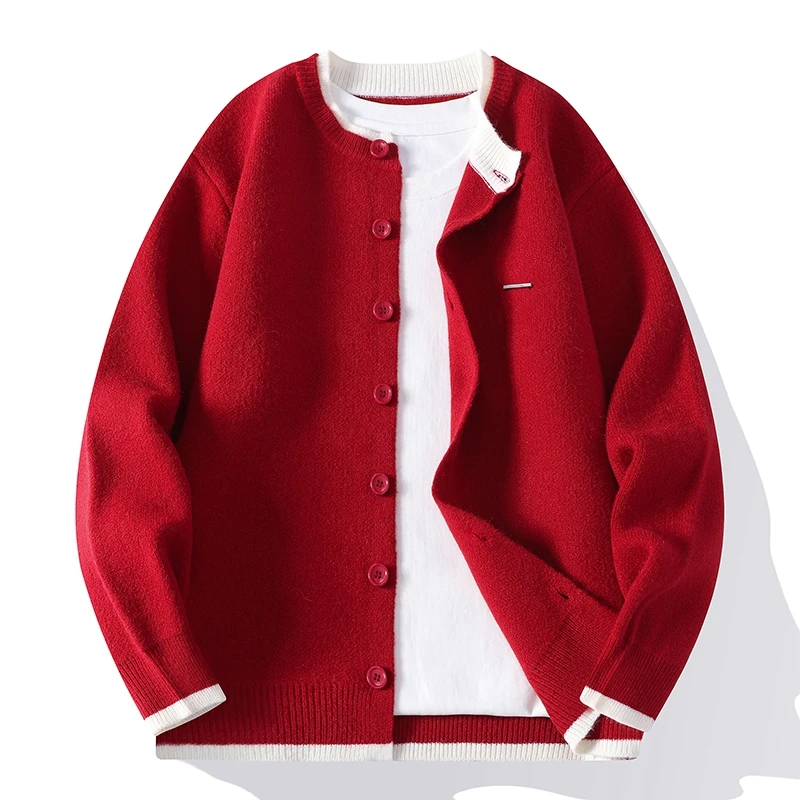 2026 New Fall Winter High End Luxury Thin Wool Cardigan Man Soft Warm Mens Jumper Korean Harajuku Sweater Men Fashion Jacket