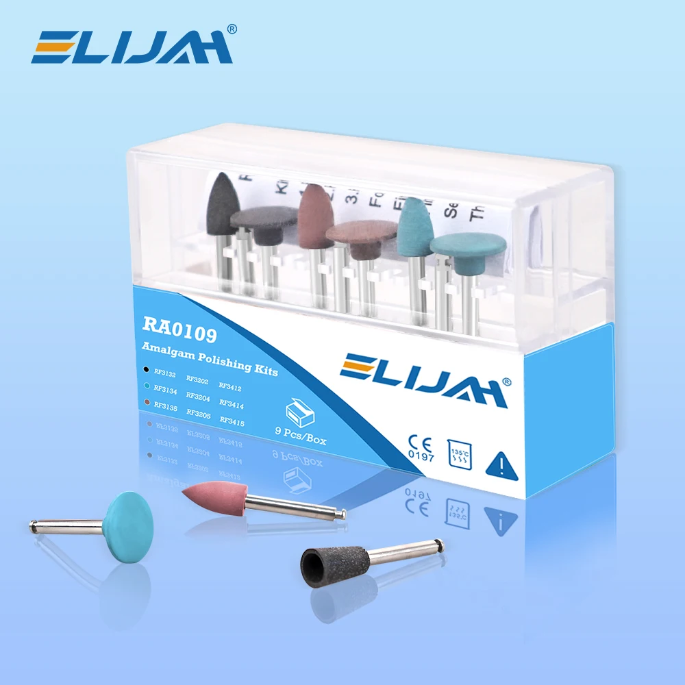 ELIJAH RA0109 9Pcs Dental Polishing Kits Dental Resin Porcelain Amalgam Polishing Repair Polishing Kits Dentistry Lab Tools