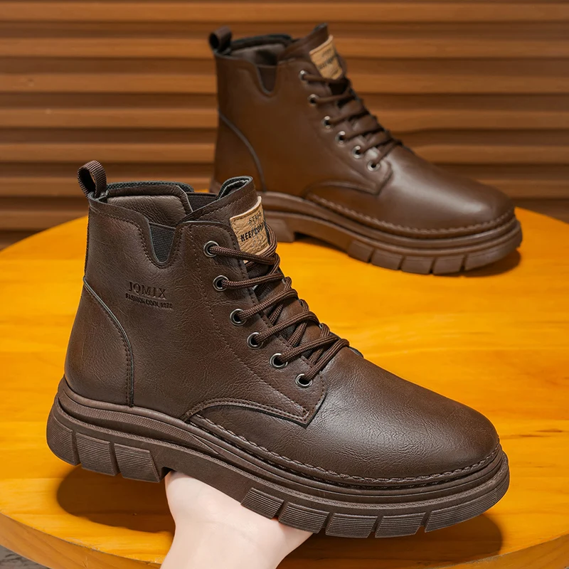 أحذية رجالية كاجوال، أحذية كاحل مريحة عالية الجودة، أحذية بدون كعب مسطحة للربيع والخريف قابلة للتنفس للرجال، أحذية جلدية #3