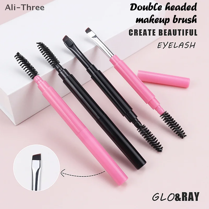 1 قطعة فرشاة الحاجب المحمولة مزدوجة الرأس فرشاة حلزونية فرشاة تحديد العين مع غطاء فرشاة للمكياج الحاجب تمديد ماكياج أداة #1
