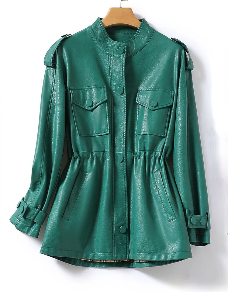 

Spring and Autumn New Women's Oversize Leather Jacket Loose Commuting Casual Slim Fit Leather Jacket