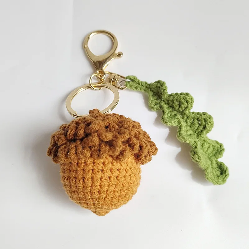 

Crochet Handmade Finished Acorn Keychain Pendant, Crochet Acorn Pendant, Personalized Bag Decor, Knitting Gifts for Friend