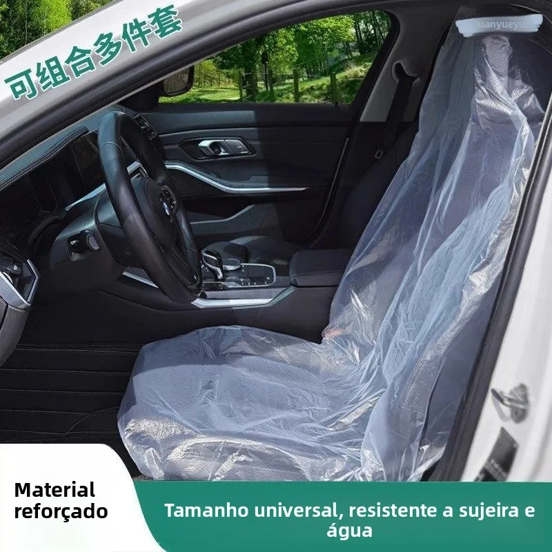 使い捨てプラスチックカーシートカバー-自動車修理4s店向け-3ピースセット-汎用シートクッションカバー-防塵収納