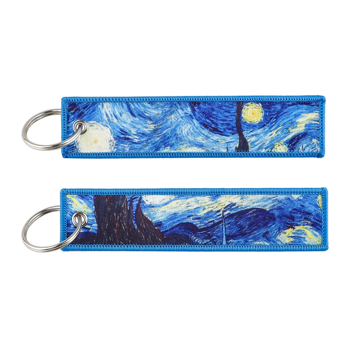 Art Woven Label Keychain Hanging Rope Van Gogh Sunflower Campus Access Control Office ID Hanging Decoration Woven Fabric Gifts