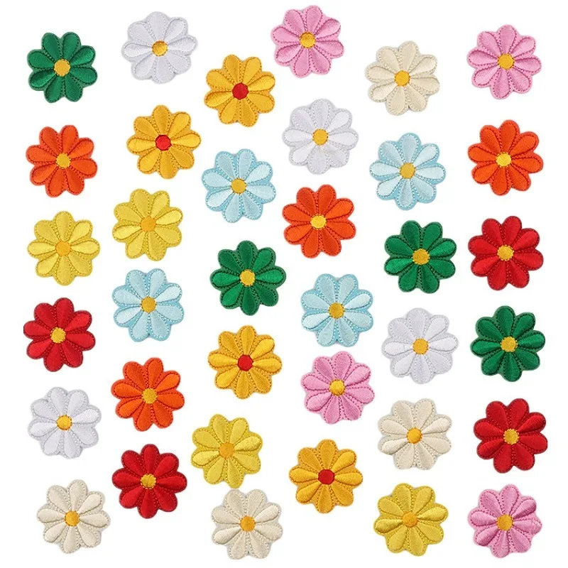 39 Pcs/pack Mixed Flowers Embroidered Cloth Stickers Cartoon Butterfly Patch Heat-adhesive Clothing Iron-on Clothes Fusible