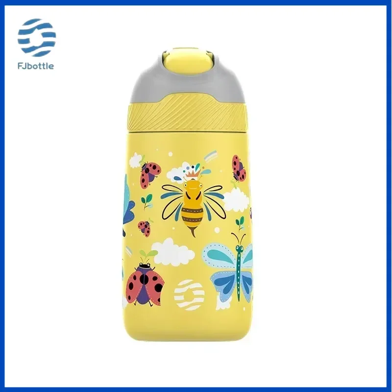 

FJbottle детский термос бутылка для воды с соломинкой мультяшная чашка из нержавеющей стали вакуумные ароматы термос бутылка посуда для напитков подарки для детей