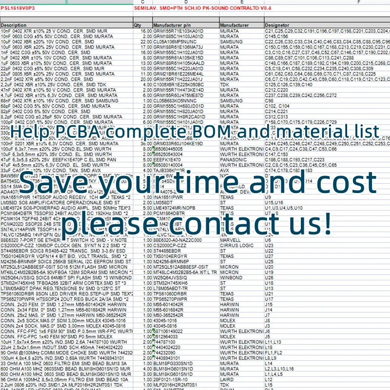 Lista completa de materiais e BOM passiva PCBA, 93S46WP, M93S46-WMN6TP, 8-SOIC, 10 peças por lote