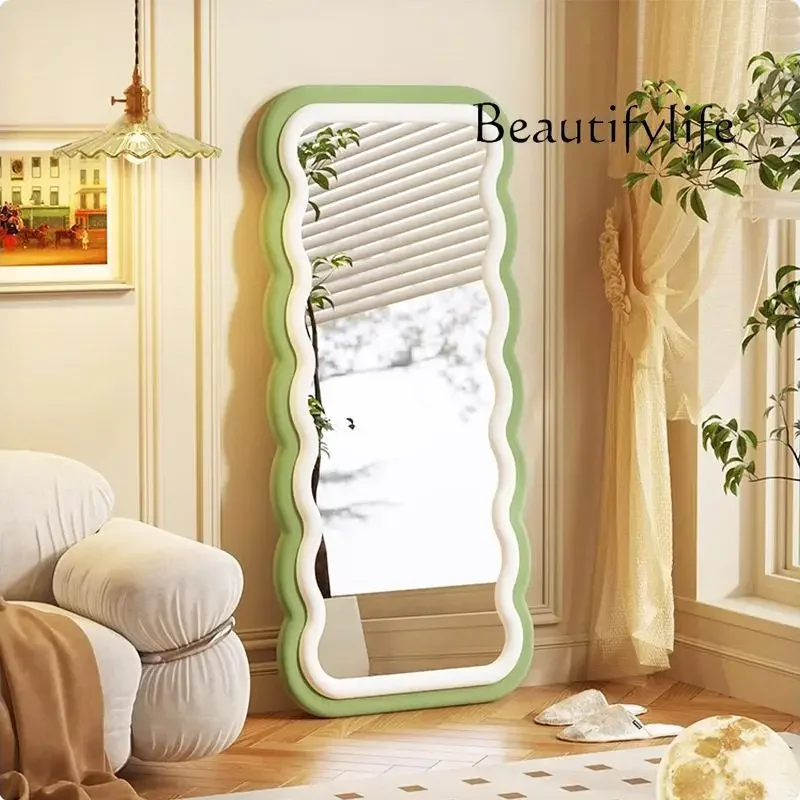 Nordic Cream Wind Wave Full Body Floor Mirror Bedroom Home Premium Full-length Mirror