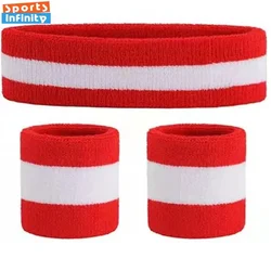 New Striped Solid Color Wrist Brace Hair Band Sport Socks Set Sweat-absorbing Headband Wristband Football Socks Wrist Straps Gym