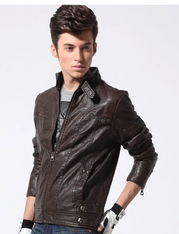 Hot Sale Motorcycle Cavalier Jacket S. Gentlemen PU Leather Outerwear Coat 3
