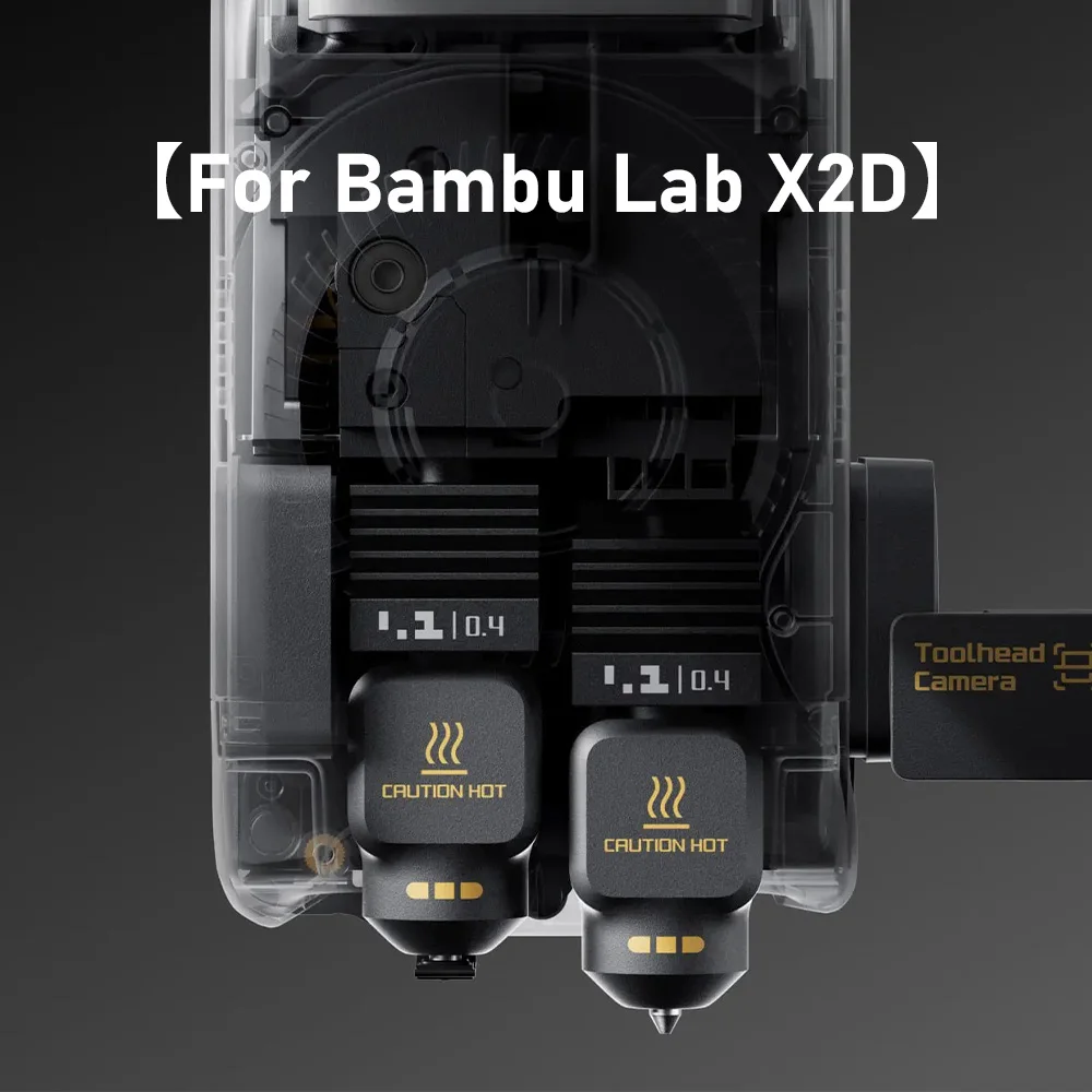 Bambulab X2D All Metal Hotend Assembly 0.2/0.4/0.6/0.8mm Hardened Steel Nozzle Print Head Replacement Parts Standard Flow