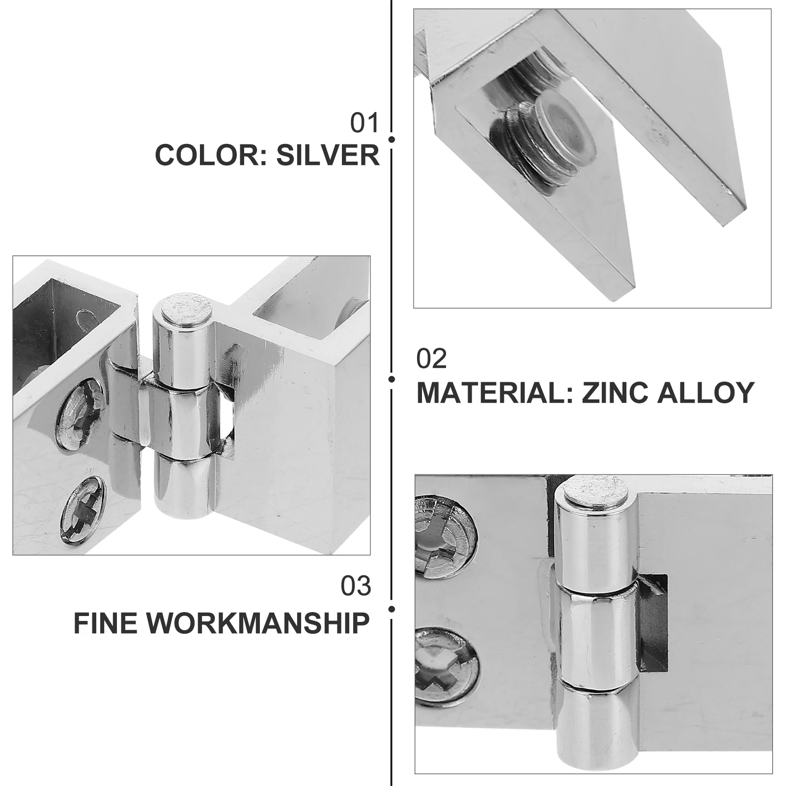 

2 Pcs Zinc Alloy Hinges Durable Glass Door Hinge Non perforated Shower Cabinet Hardware Strong Practical Easy Install