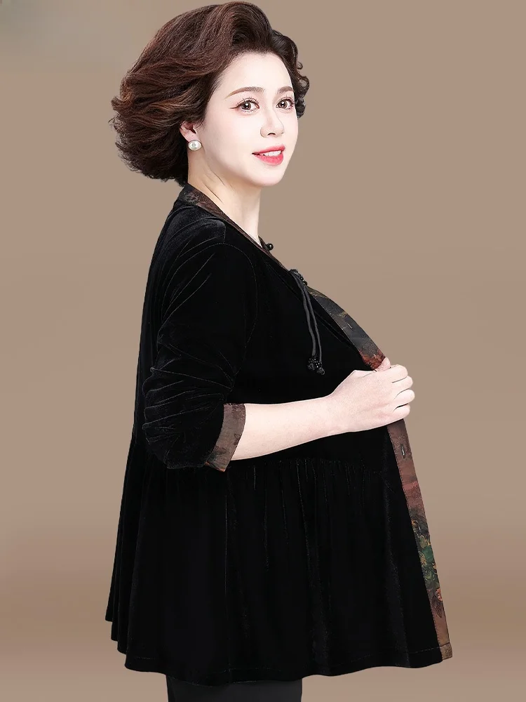 

Модный бархатный кардиган на весну-осень для женщин среднего возраста и пожилых женщин, элегантный, в корейском стиле, с длинными рукавами