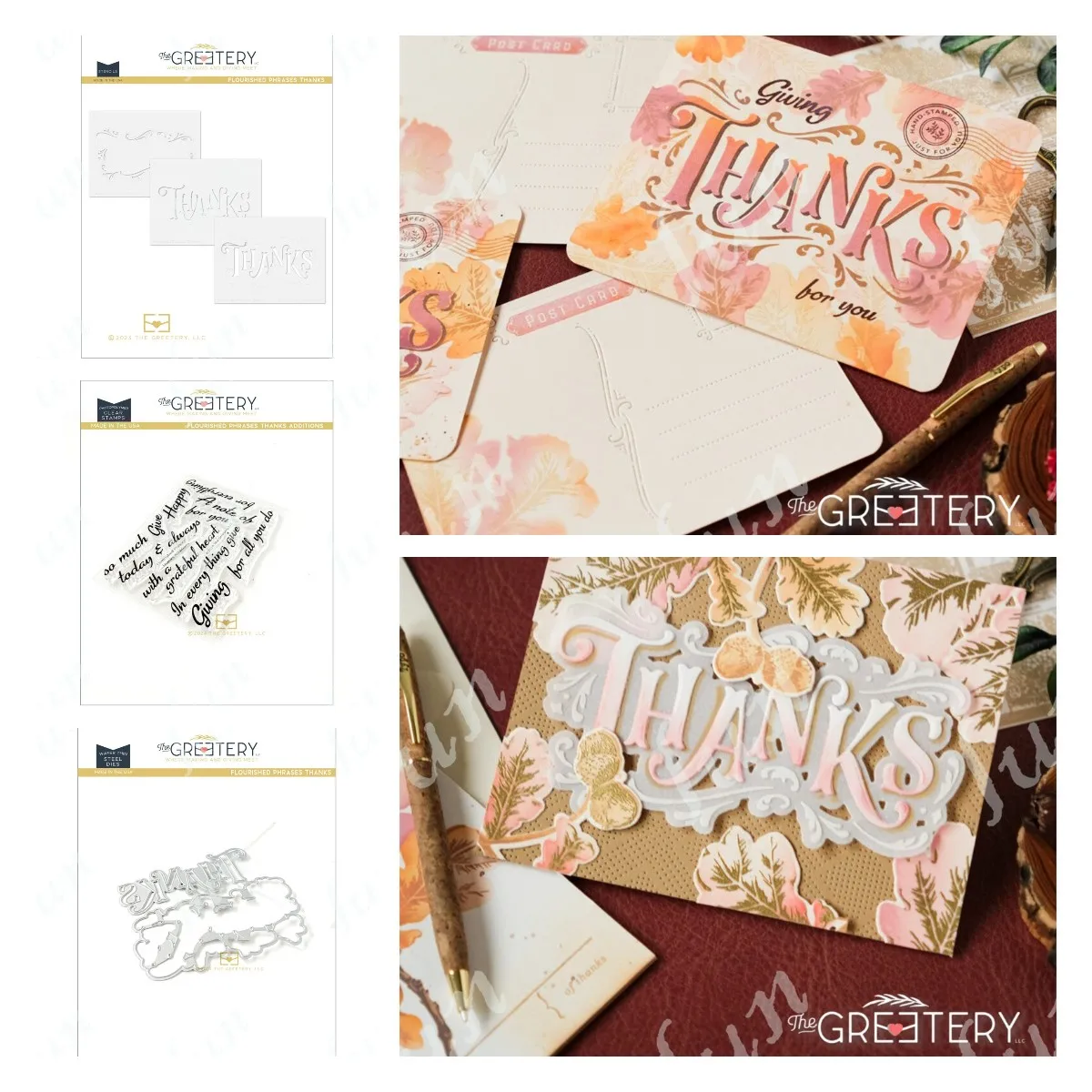 

Flourished Phrases Thanks Transparent Clear Stamps Silicone Seals for DIY Scrapbooking Sentiment Frames Cutting Dies Card Making