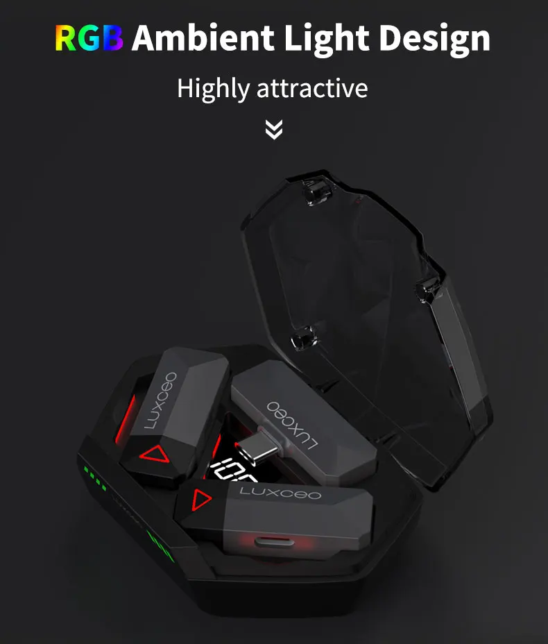 LUXCEO M8 Wireless Lavalier Microphone System with Charging Case Audio Video Recording Mini Mic for iPhone Android Phones