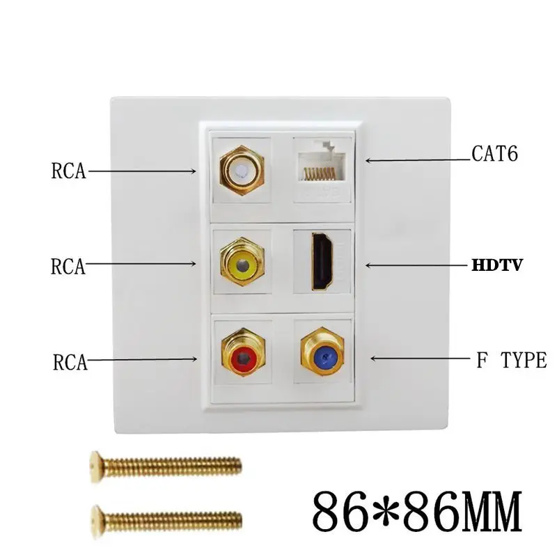 86mm Type 4K High-Definition Cable HDMI Compatible Socket+VGA Panel+Audio And Video 3rca Wall Plug Multimedia Panel