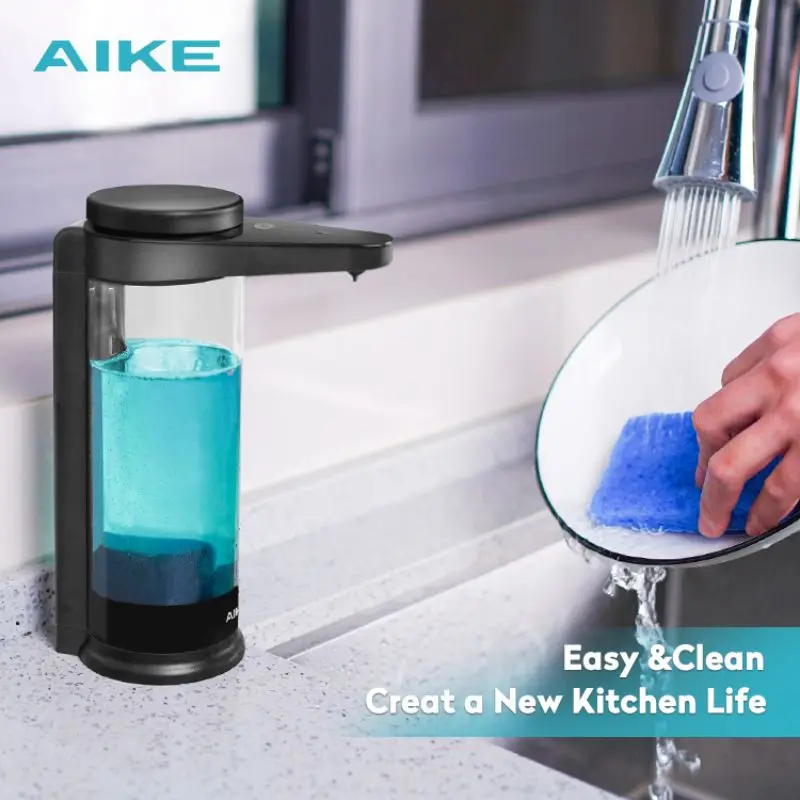 AIKE Automatic Liquid Soap Dispenser For Kitchen Soap Detergent Dispenser For Dishes Washing USB Rechargeable Sensor Dispenser