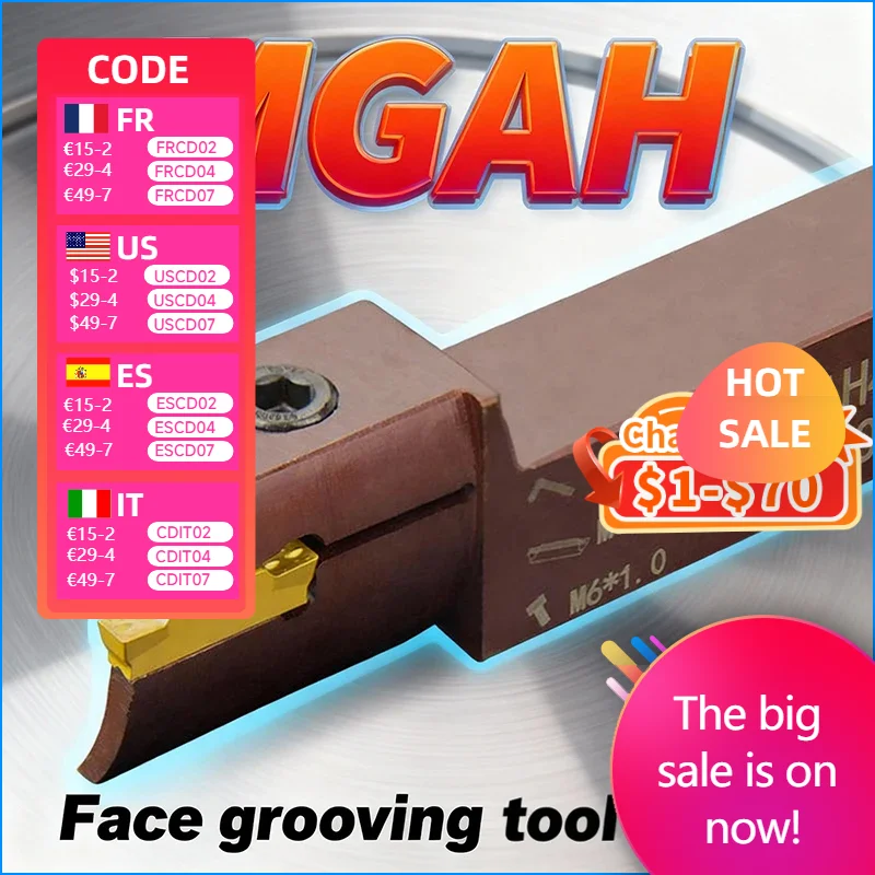 

MGAH High-End Spring Steel MGAH320R MGAH325R End face Grooving Knife Large Range 24/400mm For MGGN/MGMN300 Carbide Insert Lathe