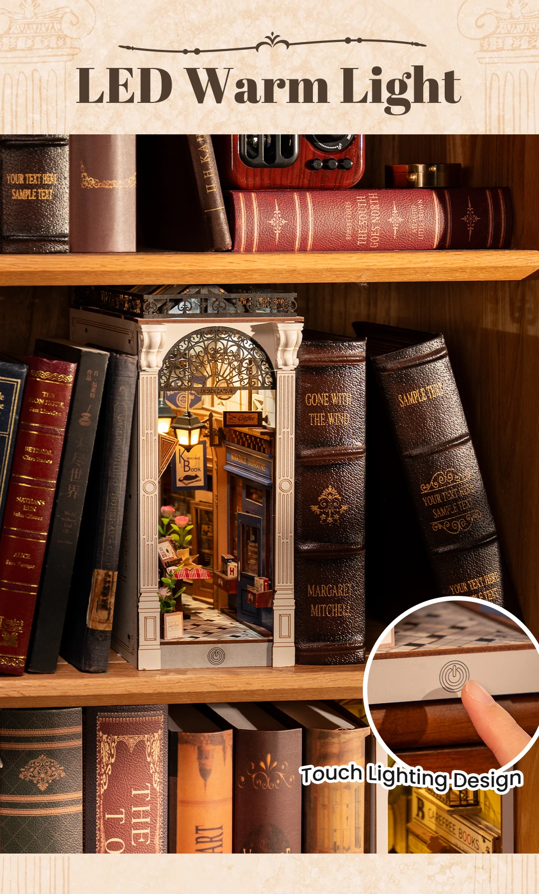 Robotime Rolife Modellbausätze für Bücherregal-Dekorationen, vorgefärbte, einfach zu montierende Arcade-Dating-DIY-Sets – Detail 5