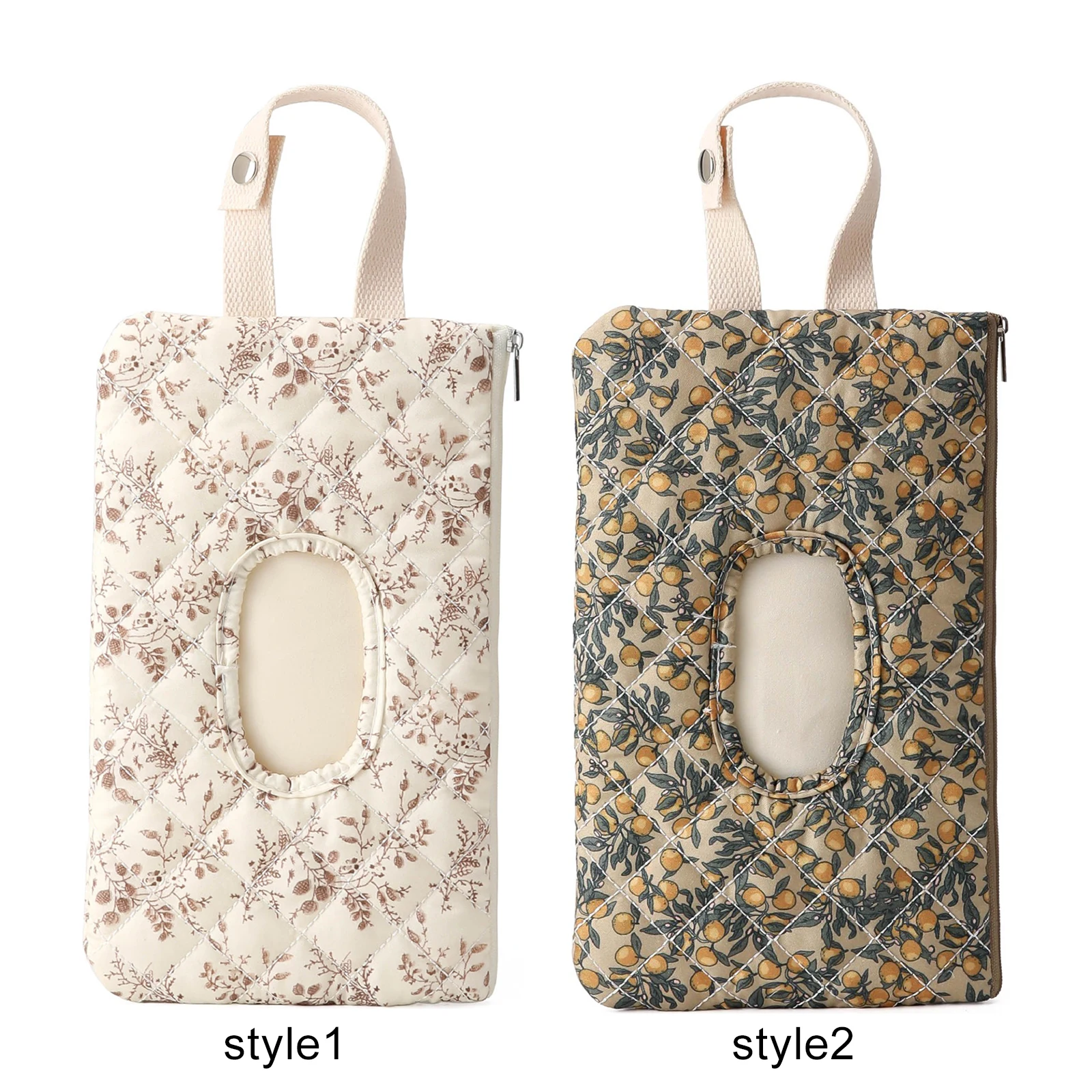 

Портативный чехол-диспенсер для влажных салфеток с цветочным принтом из холщовой ткани для мам (бежевый)