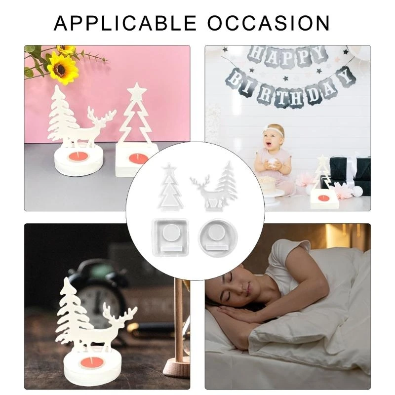 

E15E Sturdy Silicone Craft Holder Molds 2 Pieces Multipurpose Candlestick Accessory Reusable Home Decoration for Weddings