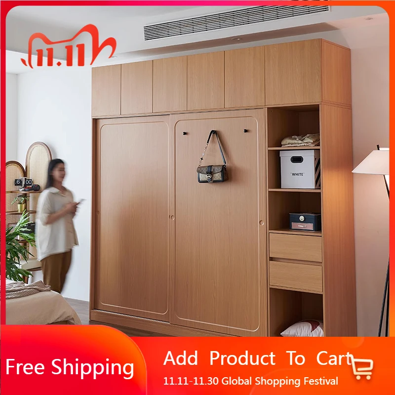 

Wooden Display Closet Bedroom Cabinet Fabric Storage Clothes Wardrobe Cupboard Partitions Cheap Wearable Muebles Home Furniture