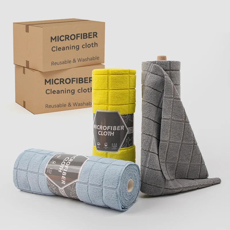 

20 pieces of plaid hand-torn rags, one roll, kitchen dishes, table, multi-purpose absorbent, housework cleaning towels