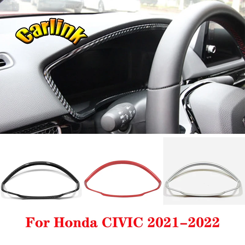 

For Honda Civic 11th gen 2021 2022 ABS Carbon/Red Car Instrument panel display frame decorative frame interior accessories