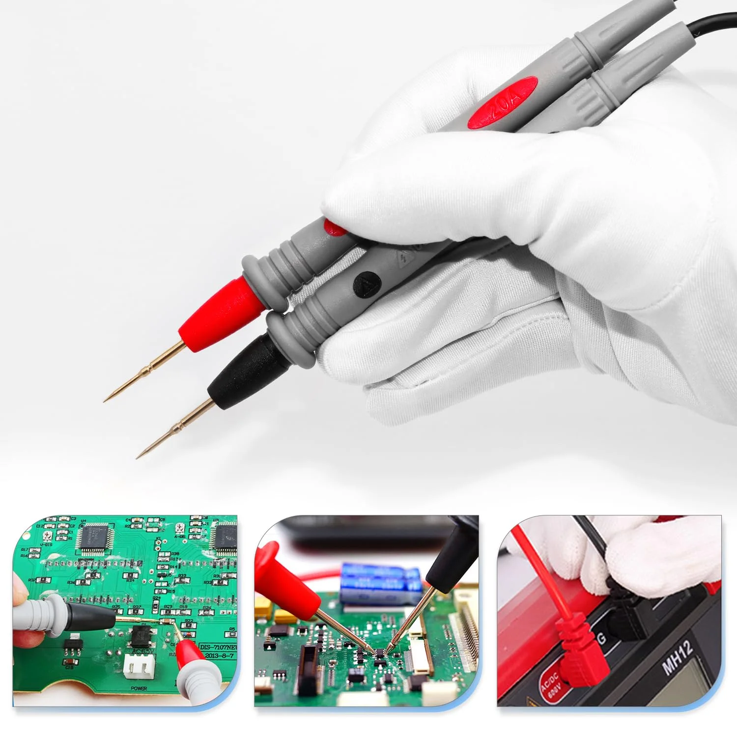 1000V 20A 10A Motorcycle Repair Digital Multimeter Probe Test Leads Pen Tip Multimeter Wire Cable Repair Accessories