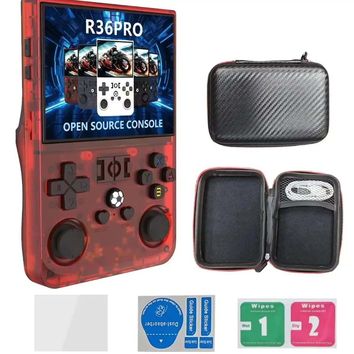 Open Source R36PRO Handheld Game Console Linux System 3.5inch HD Screen 4000mAh Play 6h 1GB+8GB RAM, Support TFcard 64GB