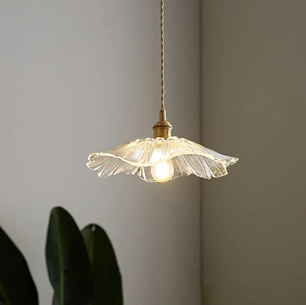 Nordic Japanese simple restaurant chandelier balcony aisle B&B bar retro glass flower chandelier