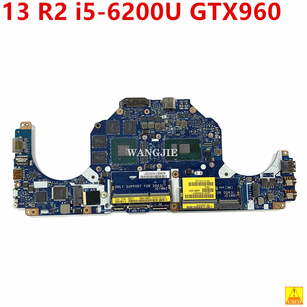 

For DELL Alienware 13 R2 Refurbished Laptop Motherboard LA-C901P CN-0VC62V 0VC62V VC62V Mainboard With i5-6200U GTX960 GPU