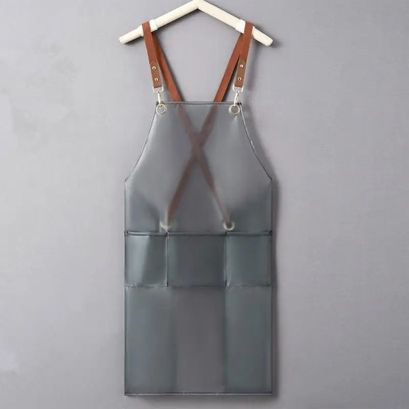 TPU Cooking Apron Waterproof Oil-proof Overalls Women Back Work Clothes B95B