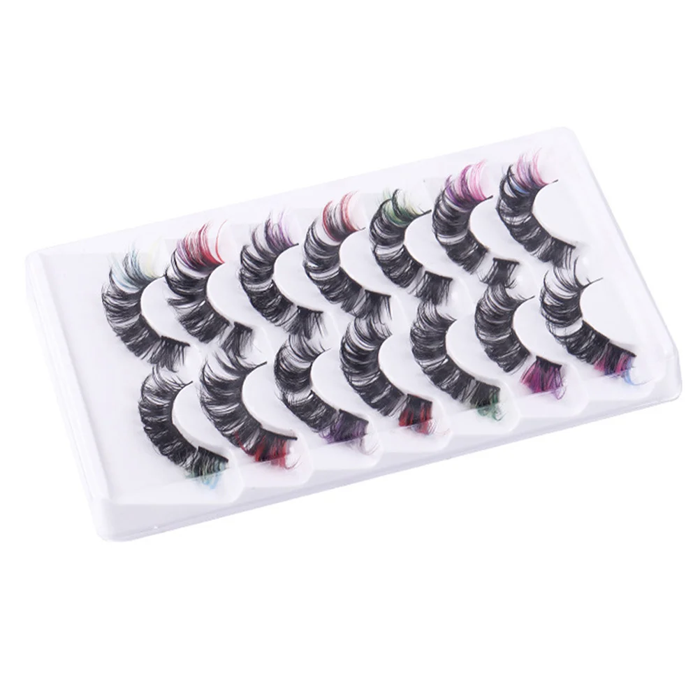 7 أزواج من مجموعات الرموش الملونة حليقة الرموش الصناعية للنساء موضة ماكياج العين محسن هدية مثالية للحفلات العروض العصرية #6