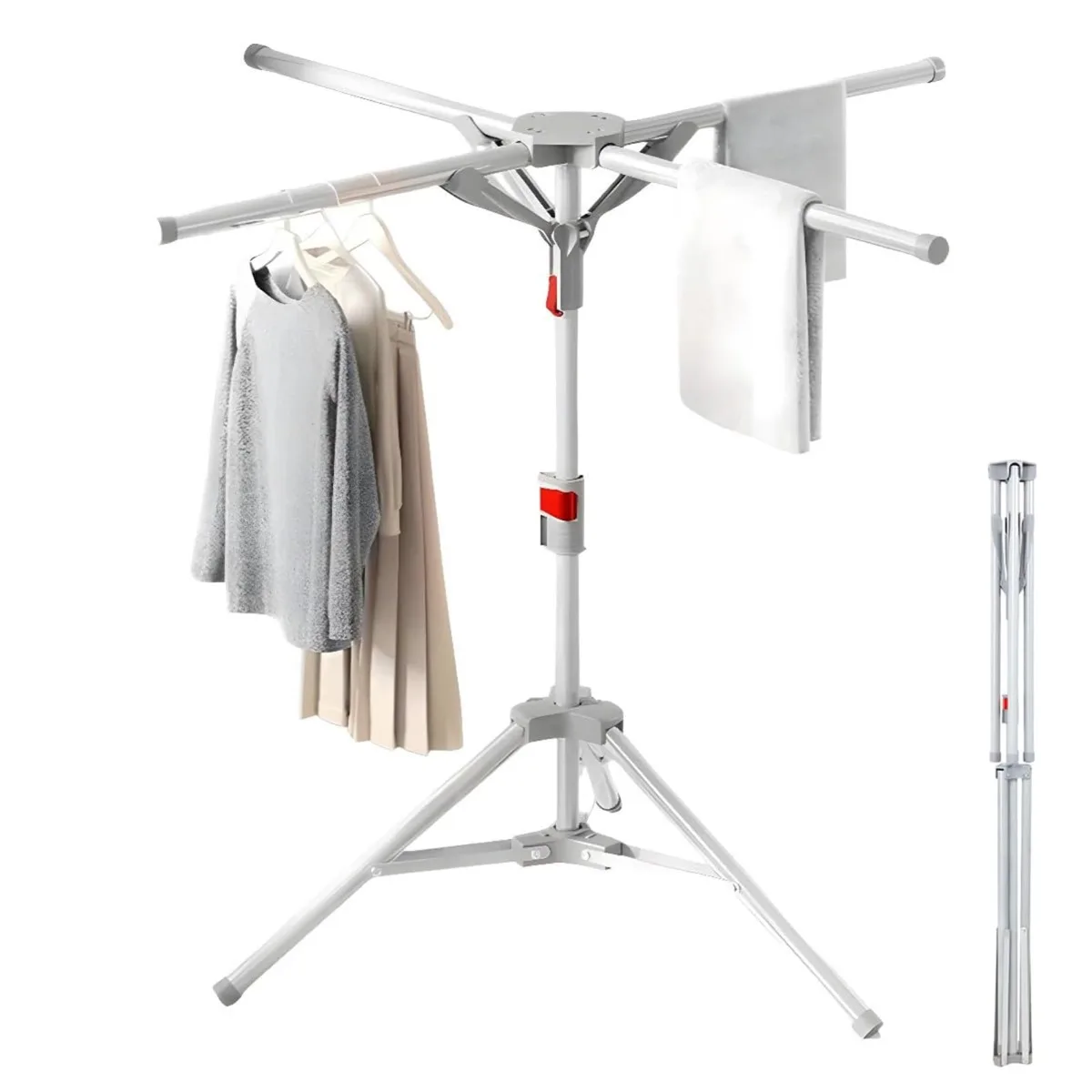 

Clothes Drying Rack Foldable Garment Rack Heavy Duty Portable Wardrobe Space Saving Laundry Hanger Stand Indoor Balcony