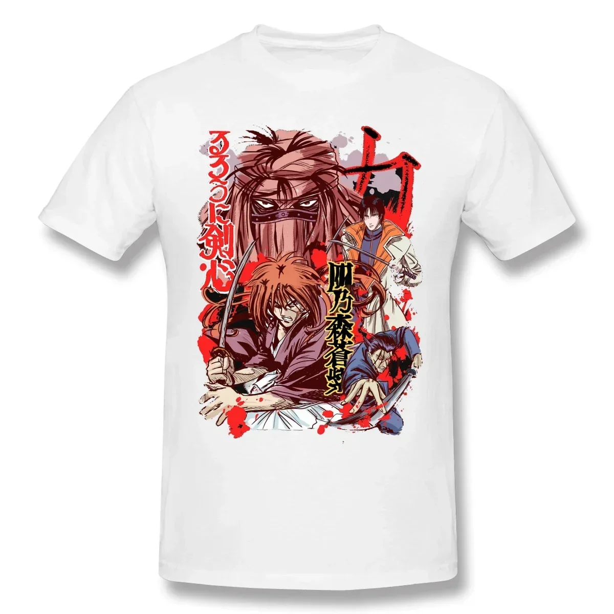 Новинка, свободная повседневная Уличная одежда с принтом Rurouni Kenshin Graphic Enjoystick, летняя Универсальная футболка с круглым вырезом для мужчин и женщин