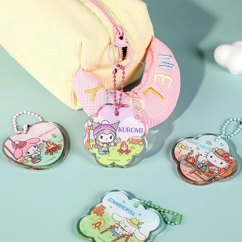 Kawaii Sanrio Pochacco Cinnamoroll Cartoon Keychain Drip Glue Acrylic Cute Pendant Anime Decoration DIY Accessories Girl Gift