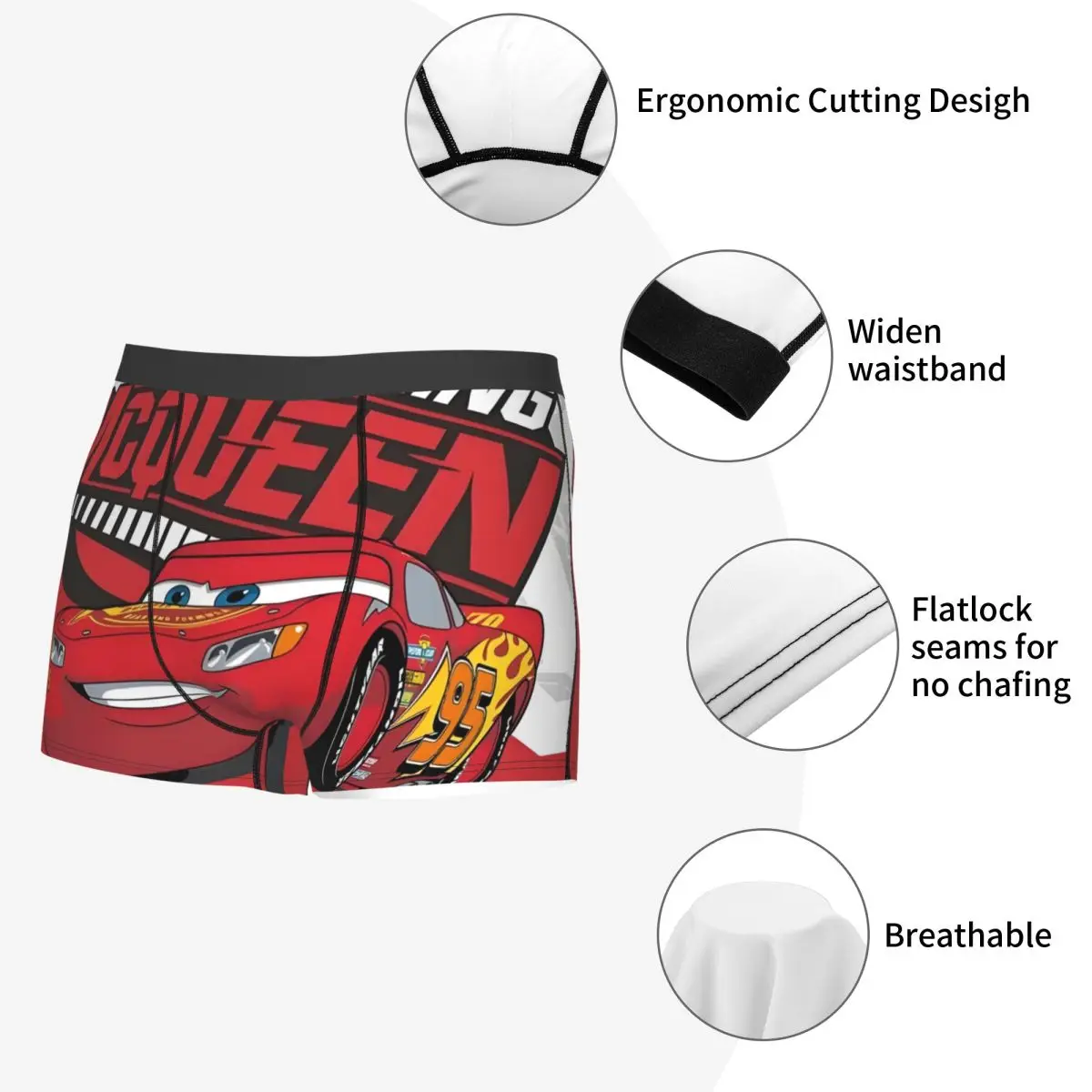 Customized Lightning Mcqueen Cool Boxer Shorts For Homme 3D Print Racing Car Underwear Panties Briefs Breathable Underpants