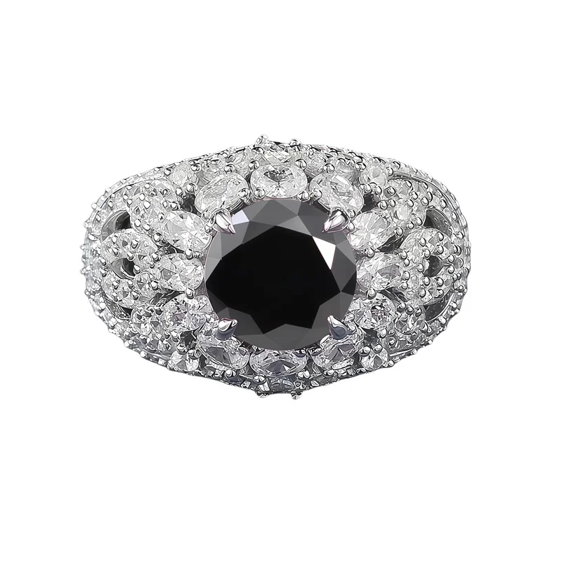 

ZFSILVER Fashion s925 Silver Classic Color 2ct Moissanite Design Flower Round Ring Women Charm Wedding Party Jewelry Gift XH-020