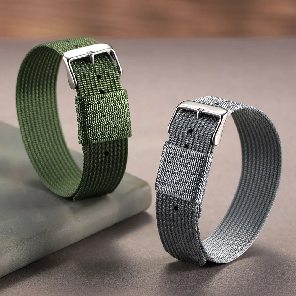 Neues geripptes Nylon-Armband, universelles Segeltuch-Uhrenarmband, 18 mm, 20 mm, 22 mm, Uhrenarmband-Zubehör für militärische Armband-Armbänder