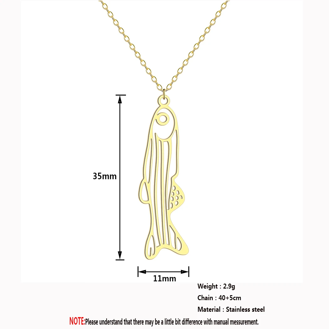 QIMING Gold Zebrafish Pendant Necklace For Women Stainless Steel Sea Animal Ocean Fish Cute Necklace Gift